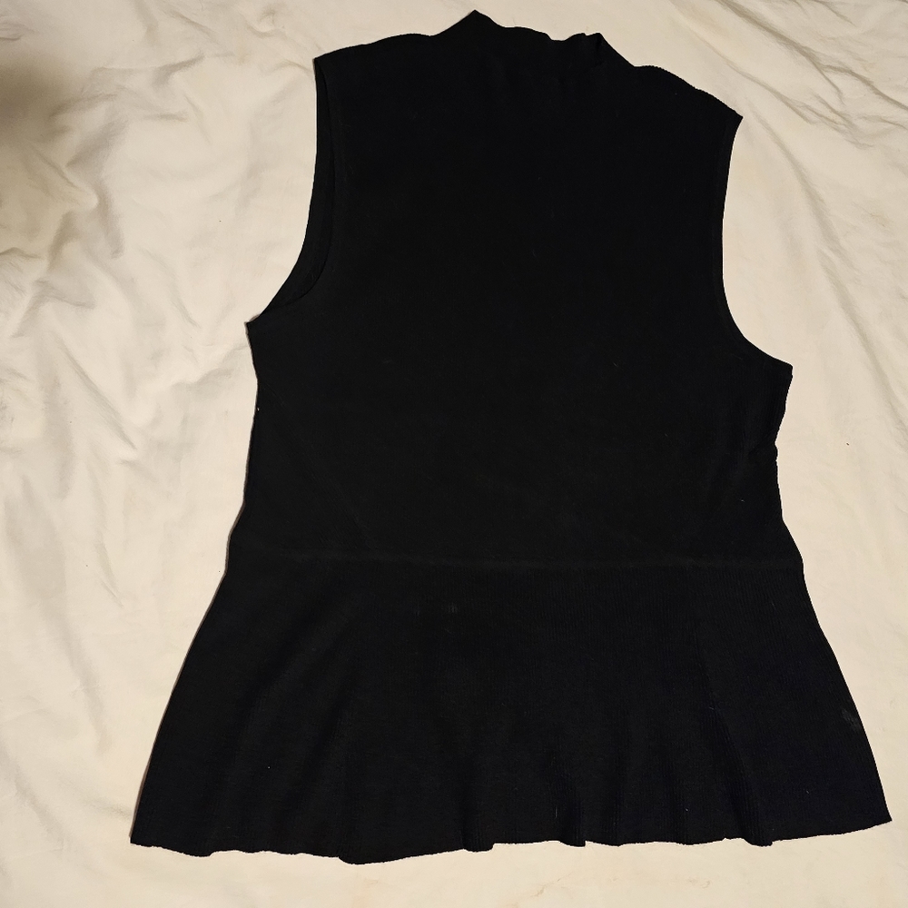 NWT Ribbed Mock Neck Skirted Sweater Vest Black Women's XL